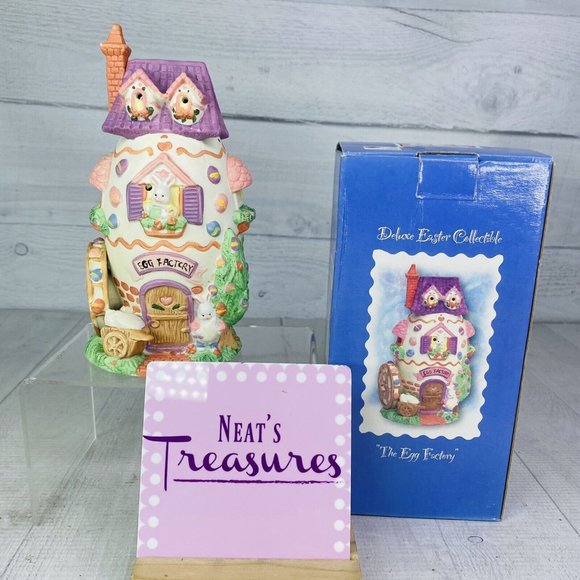 Hopalong Hollow Other - 1995 Hopalong Hollow Easter Collection THE EGG FACTOR 7" T Porcelain Bunny House